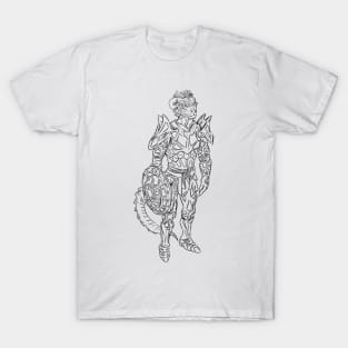 Black and white armored reptilian T-Shirt